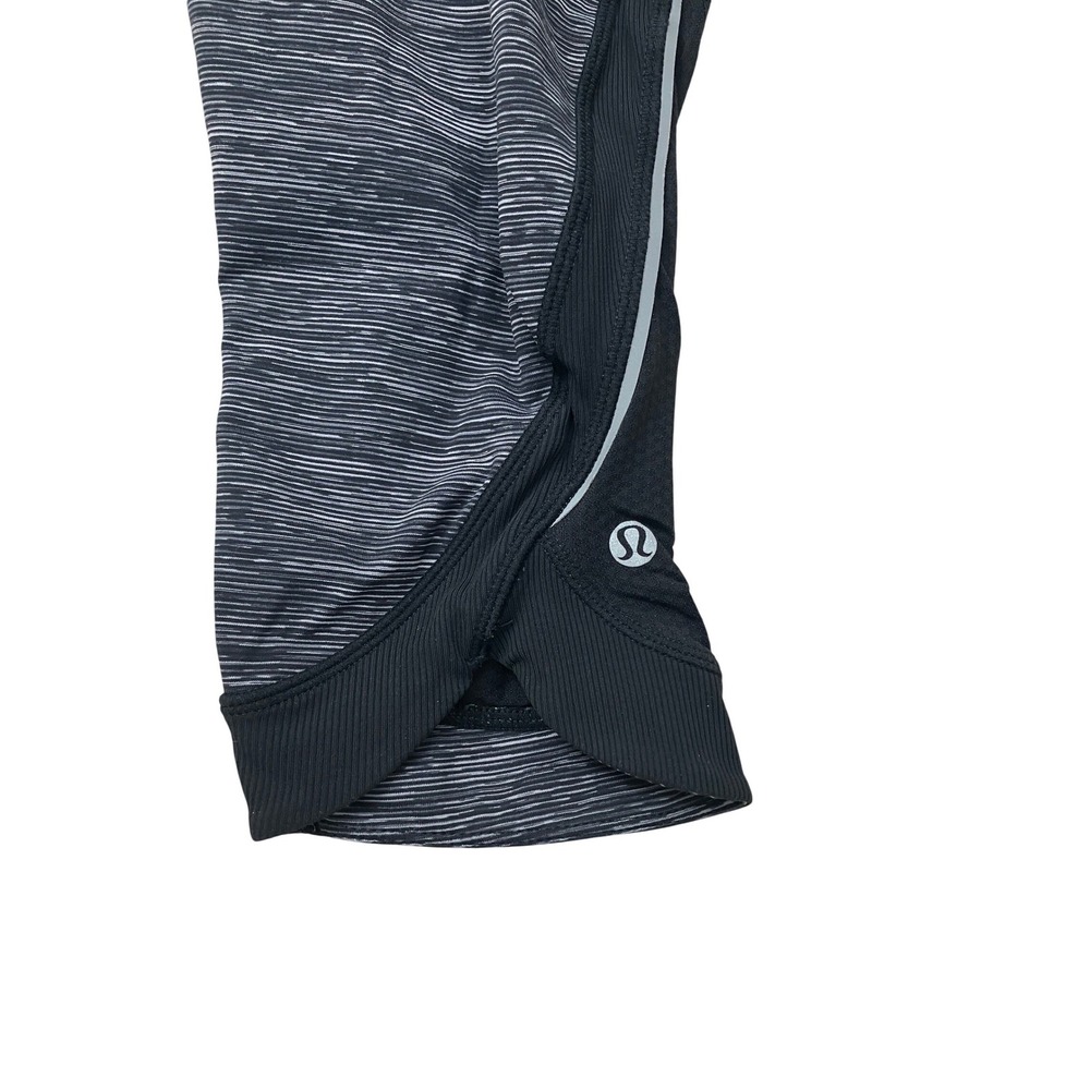 Lululemon Wunder Under Crop Leggings Black Grey Heathered Zip Pocket Size 10 - Picture 6 of 11